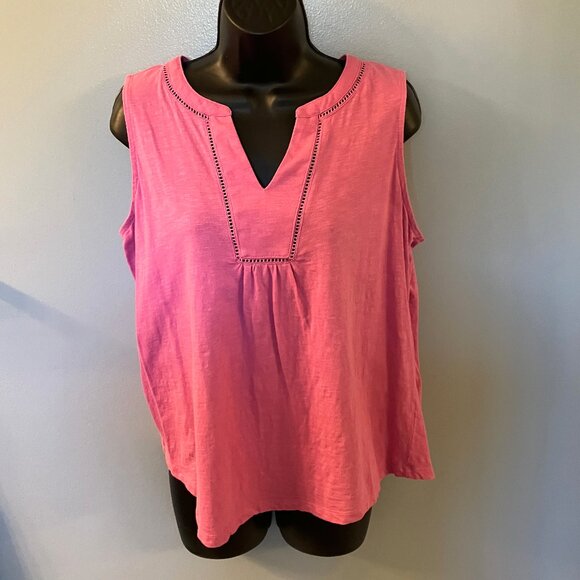 St. John's Bay Tops - NWOT St Johns Bay Cotton Split V neck Tank Top Pink Size Large